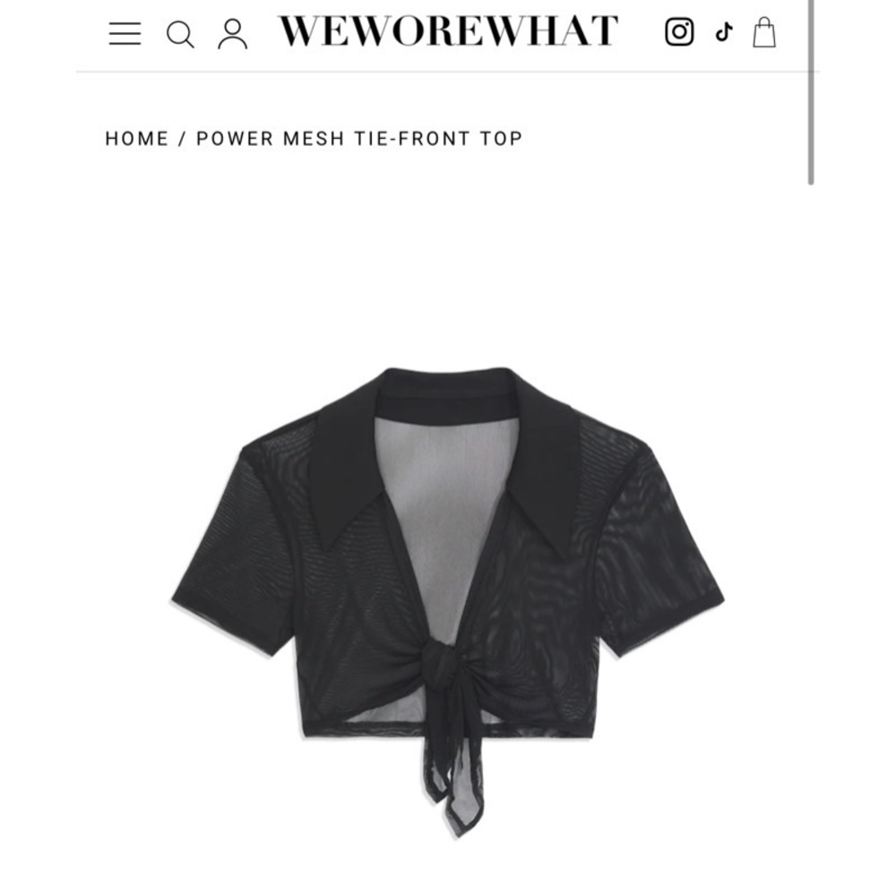 WeWoreWhat Power Mesh Tie-Front Top